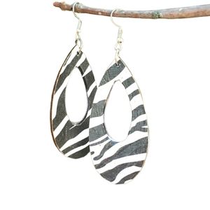 Zebra printed tear drop earrings